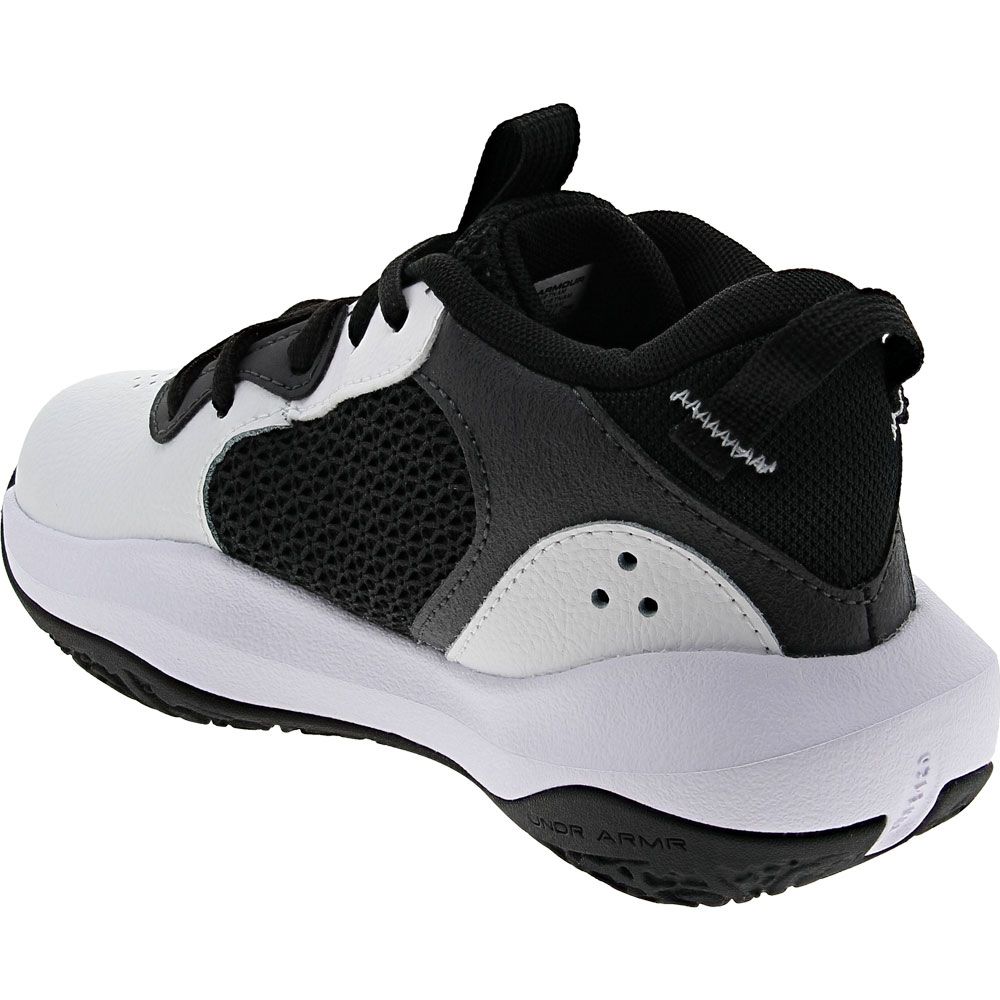 Under Armour Lockdown 6 Ps Basketball - Boys | Girls White Black Back View