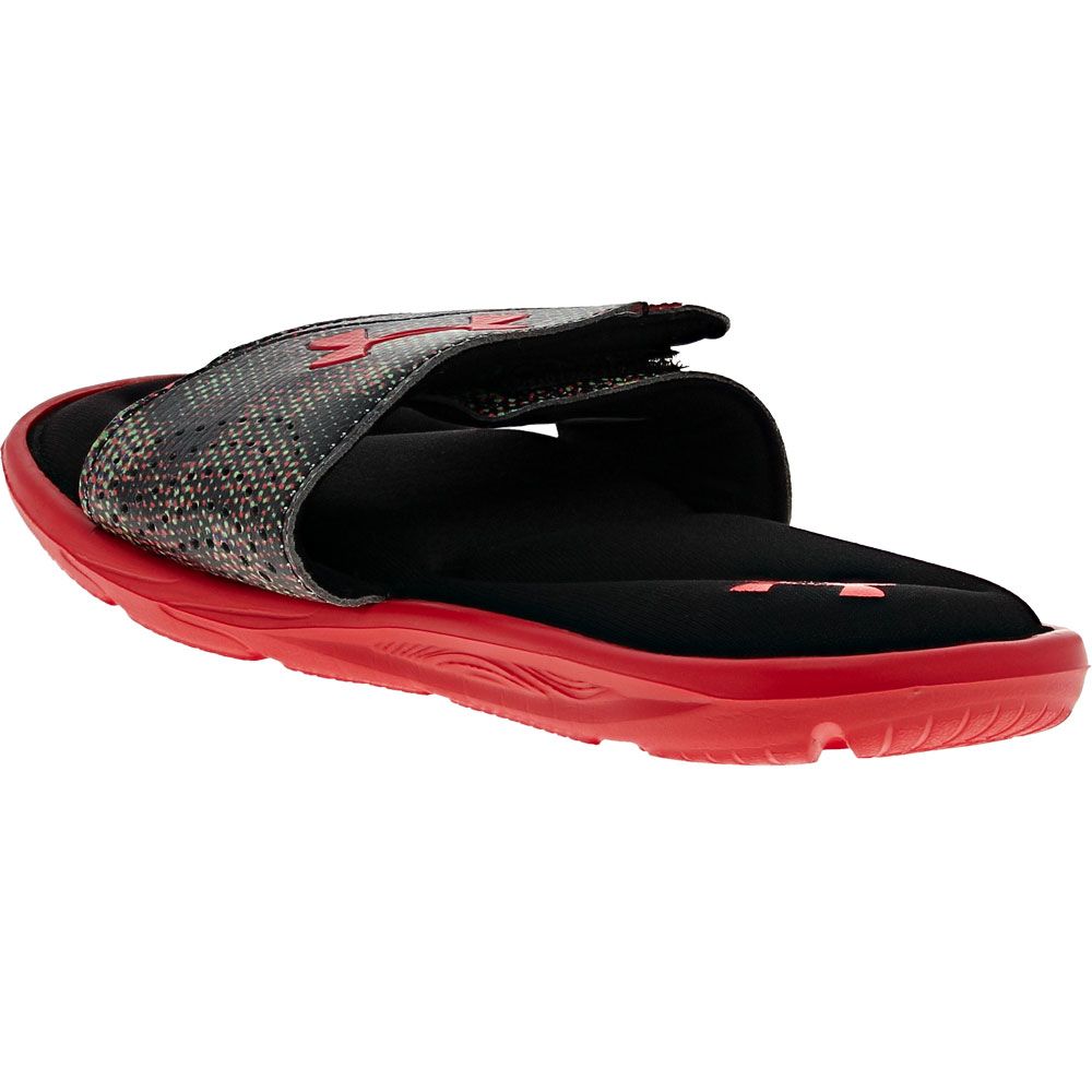 Under Armour Ignite 6 Graphic Strap Slide Sandals - Boys | Girls Black Radio Red Back View