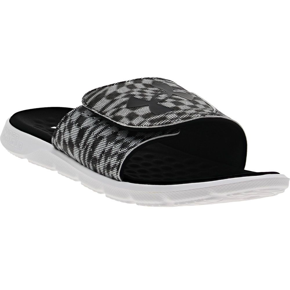 Under Armour Ignite Pro 7 Graphic Strap Slide Sandals - Mens Black White