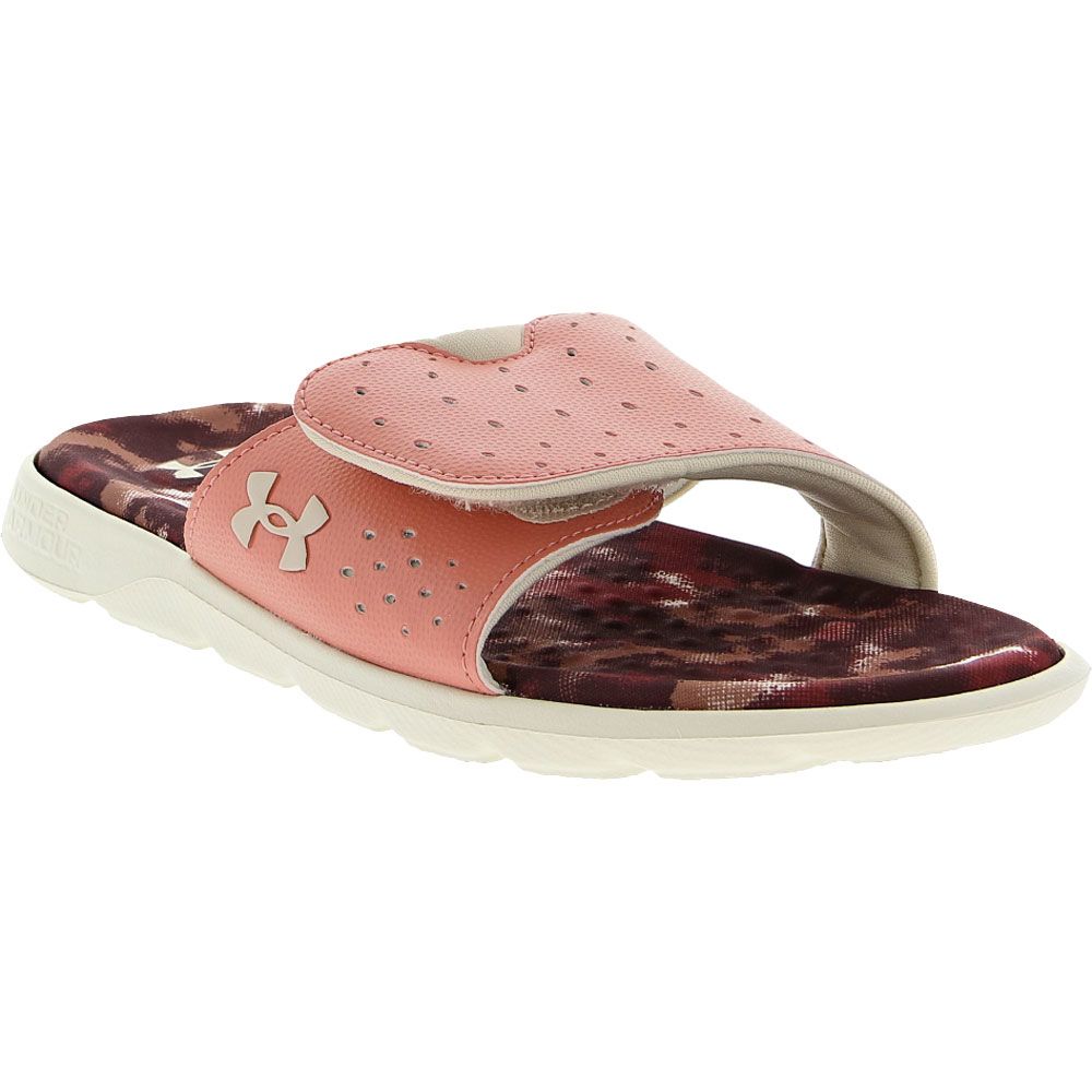 Under Armour Ignite Pro Graphic Footbed Slide Sandals - Womens Khaki Tan Canyon Pink