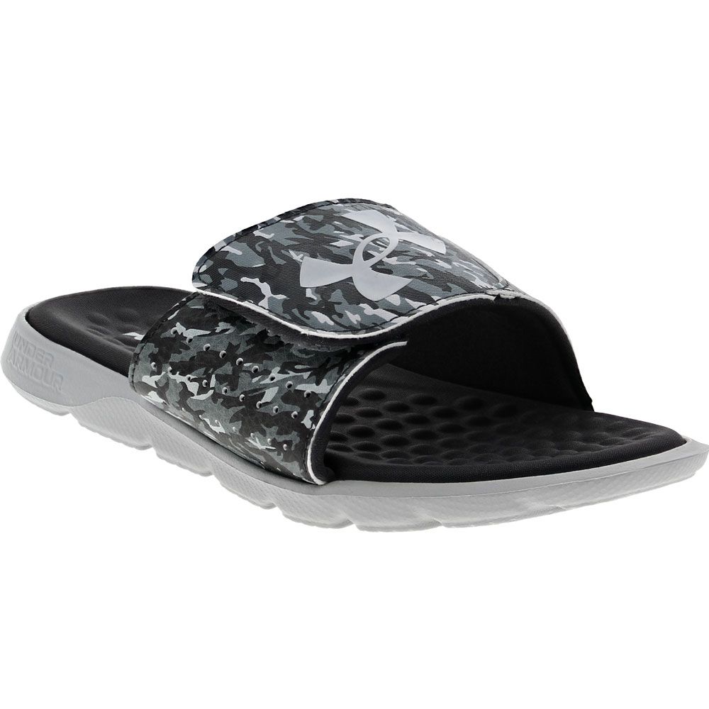 Under Armour Ignite Pro 7 Graphic Strap Kids Sandals Black Grey Camouflage