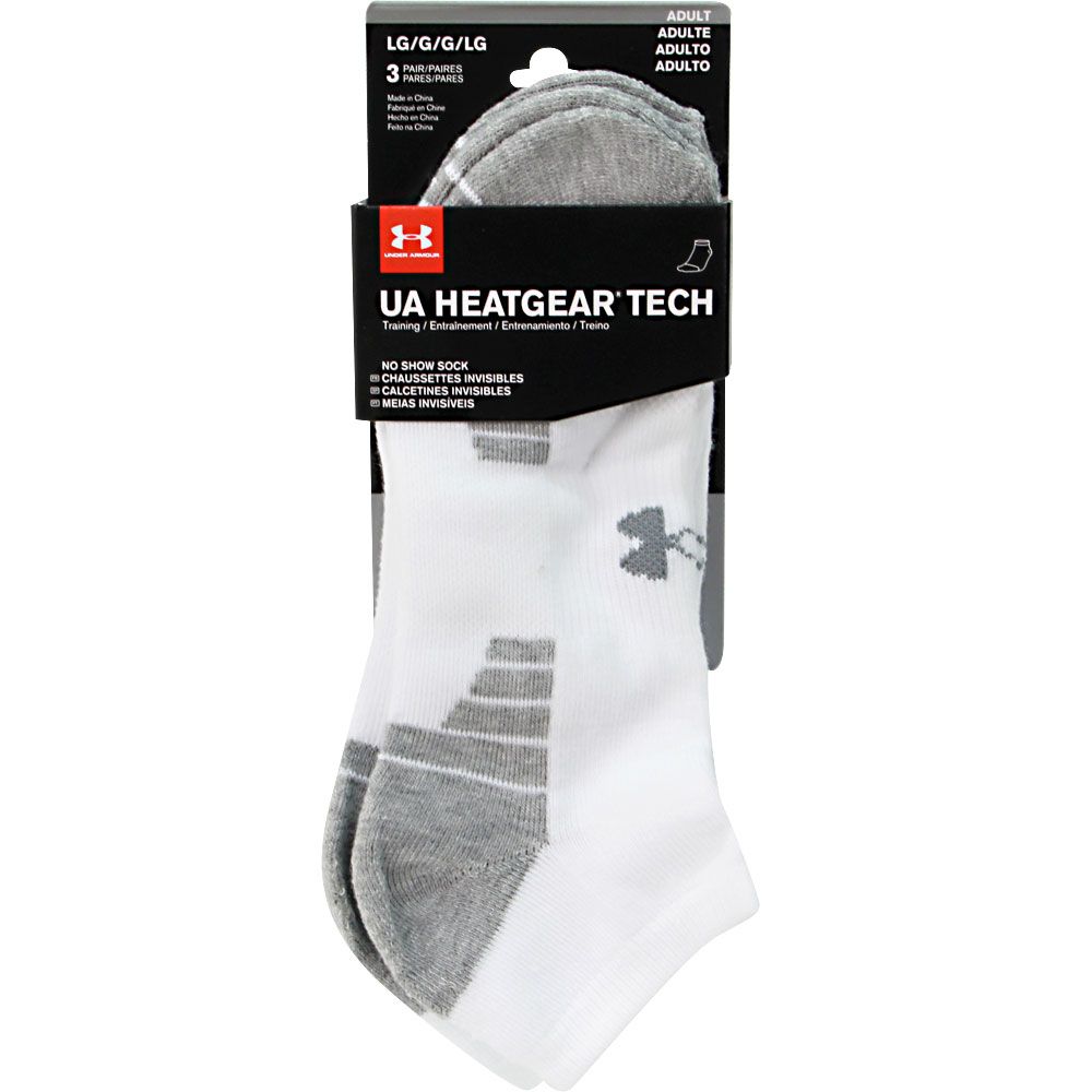 Under Armour Heatgear Tec 3pk Nosho Socks - Womens White View 2