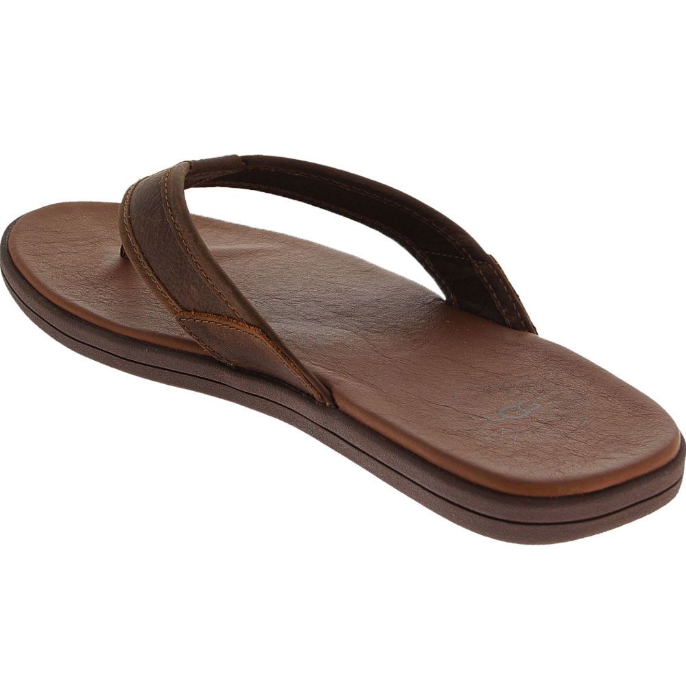 UGG® Seaside Flip Leather Flip Flops - Mens Luggage Back View