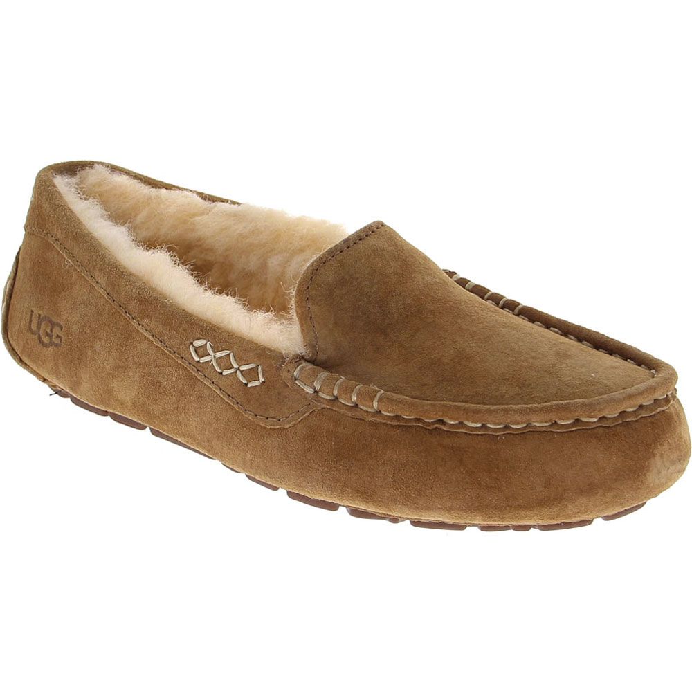 UGG® Ansley Sheepskin Moccasin Slippers - Womens Chestnut Brown