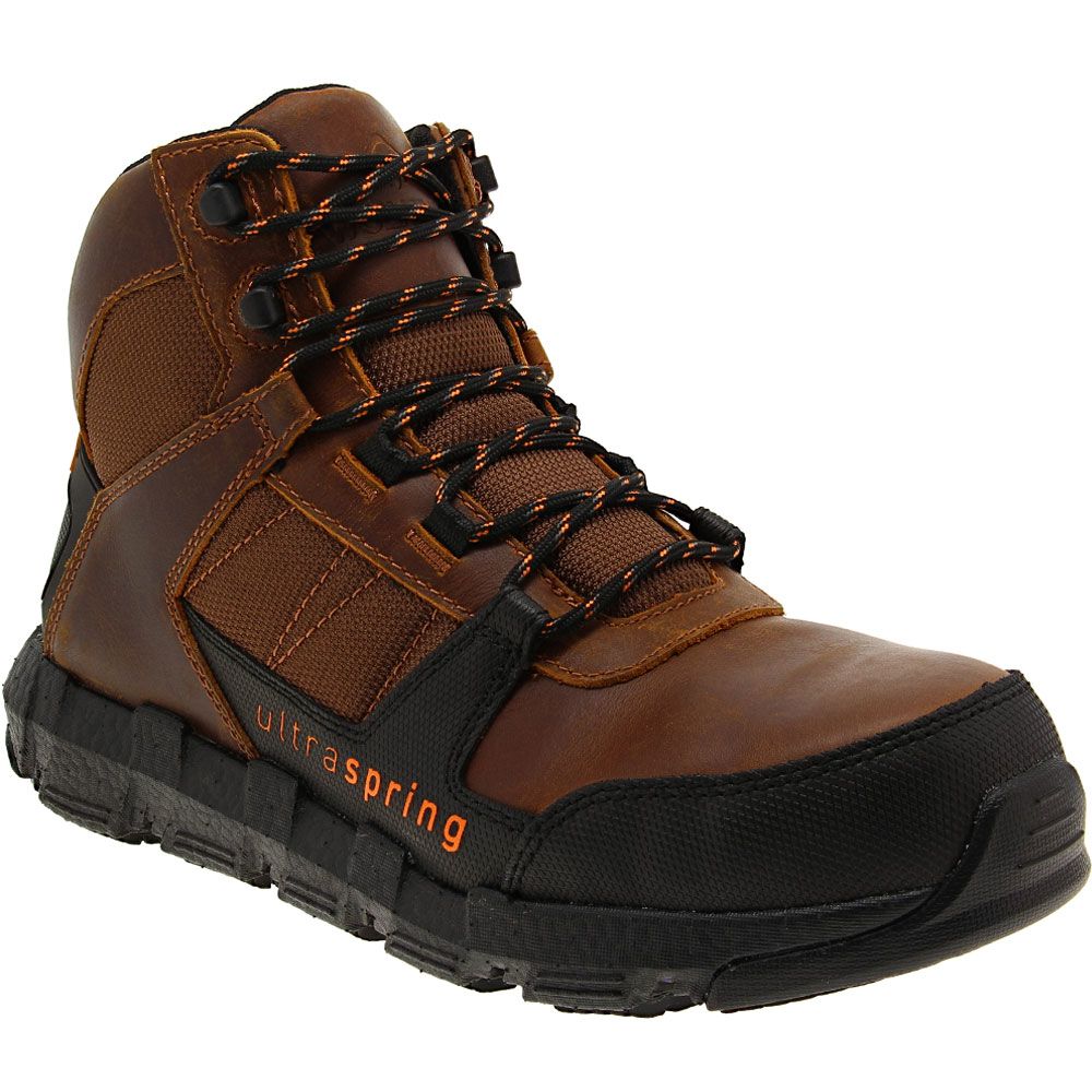 Wolverine Rev Ultraspring Mid Composite Toe Work Boots - Mens Tobacco Brown