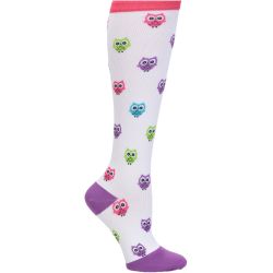 Nurse Mates White With Owls Wide Calf Socks - Alt Name