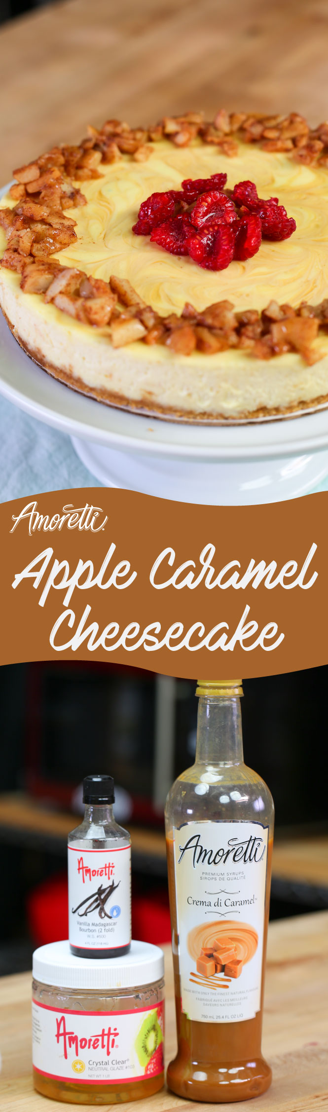 Amoretti Apple Caramel Cheesecake: Our apple caramel cheesecake is great dessert to enjoy with the family, so creamy and so good!