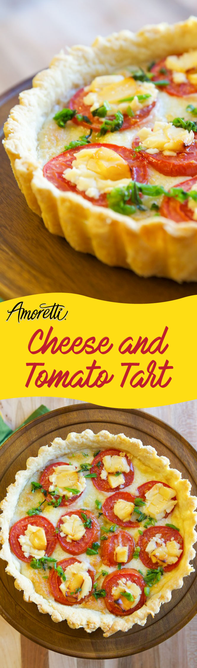 Try this savory tart filled with creamy cheeses and juicy tomatoes!