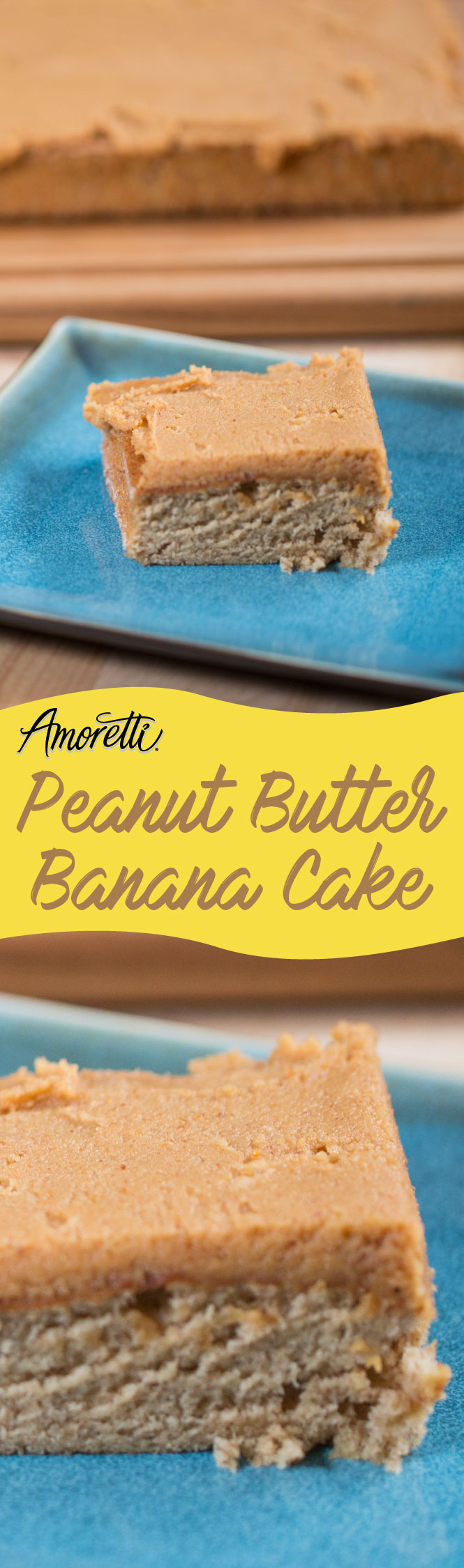 The greatest combo out there, peanut butter and banana, just got even better as a scrumptious cake!