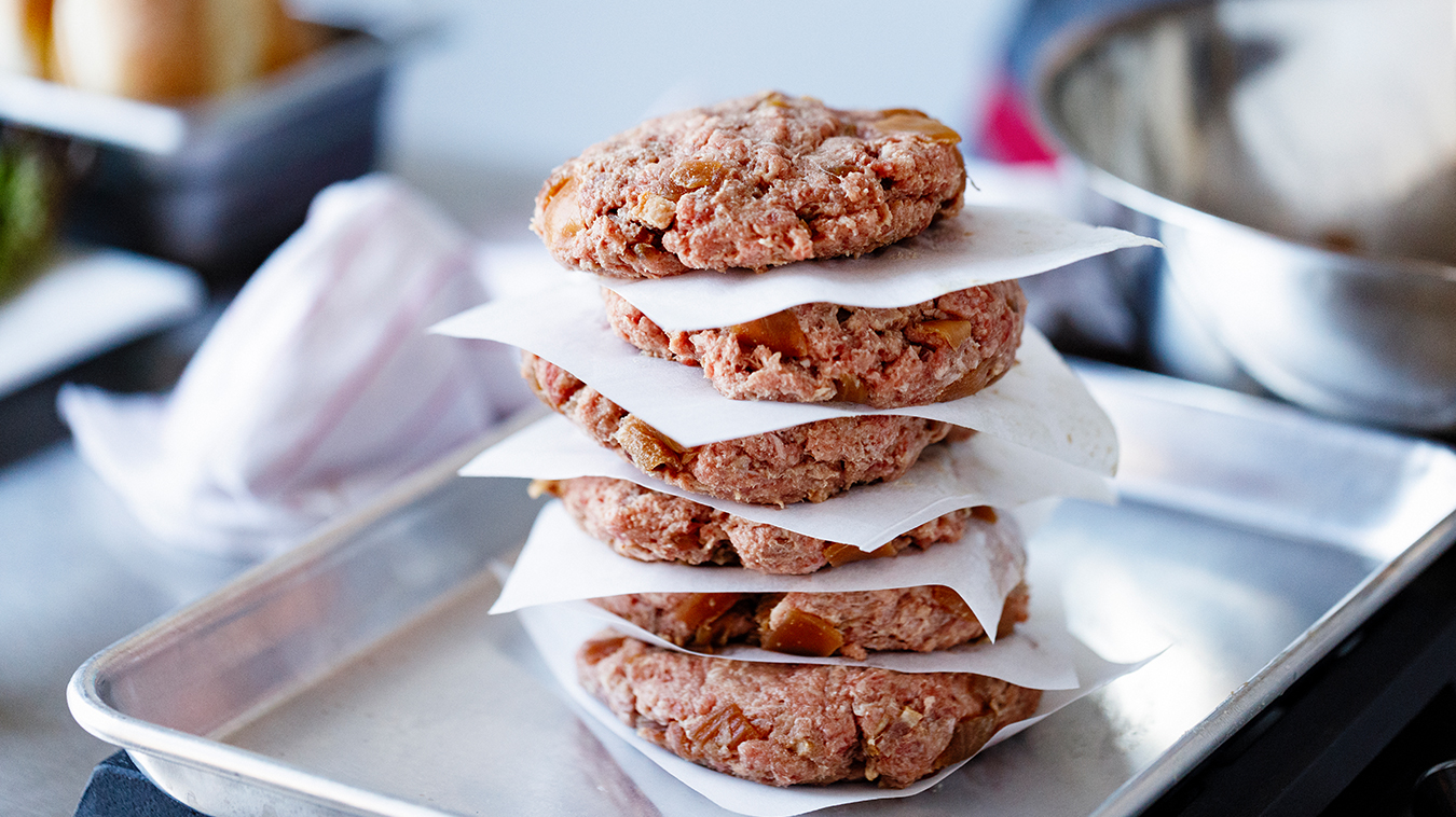 Amoretti Recipe: Spicy Bacon Burger. Form into patties slightly larger than your burger buns.