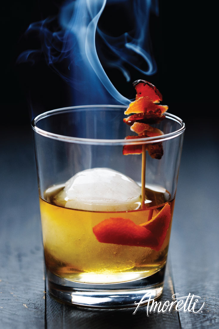 Amoretti Old Fashioneds with a Twist: Hickory BBQ Old Fashioned Cocktail Recipe