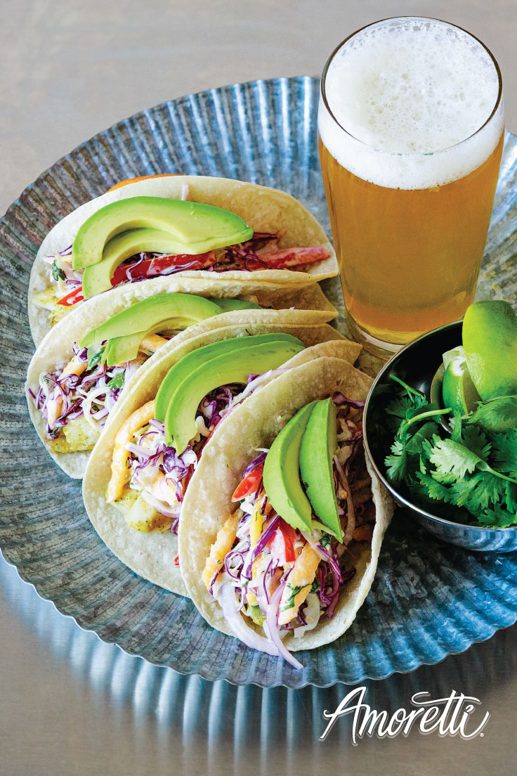 Amoretti's Fish Tacos with Mango Slaw and Chipotle Lime Aioli Recipe: Perfect summer meal for those beach gatherings!