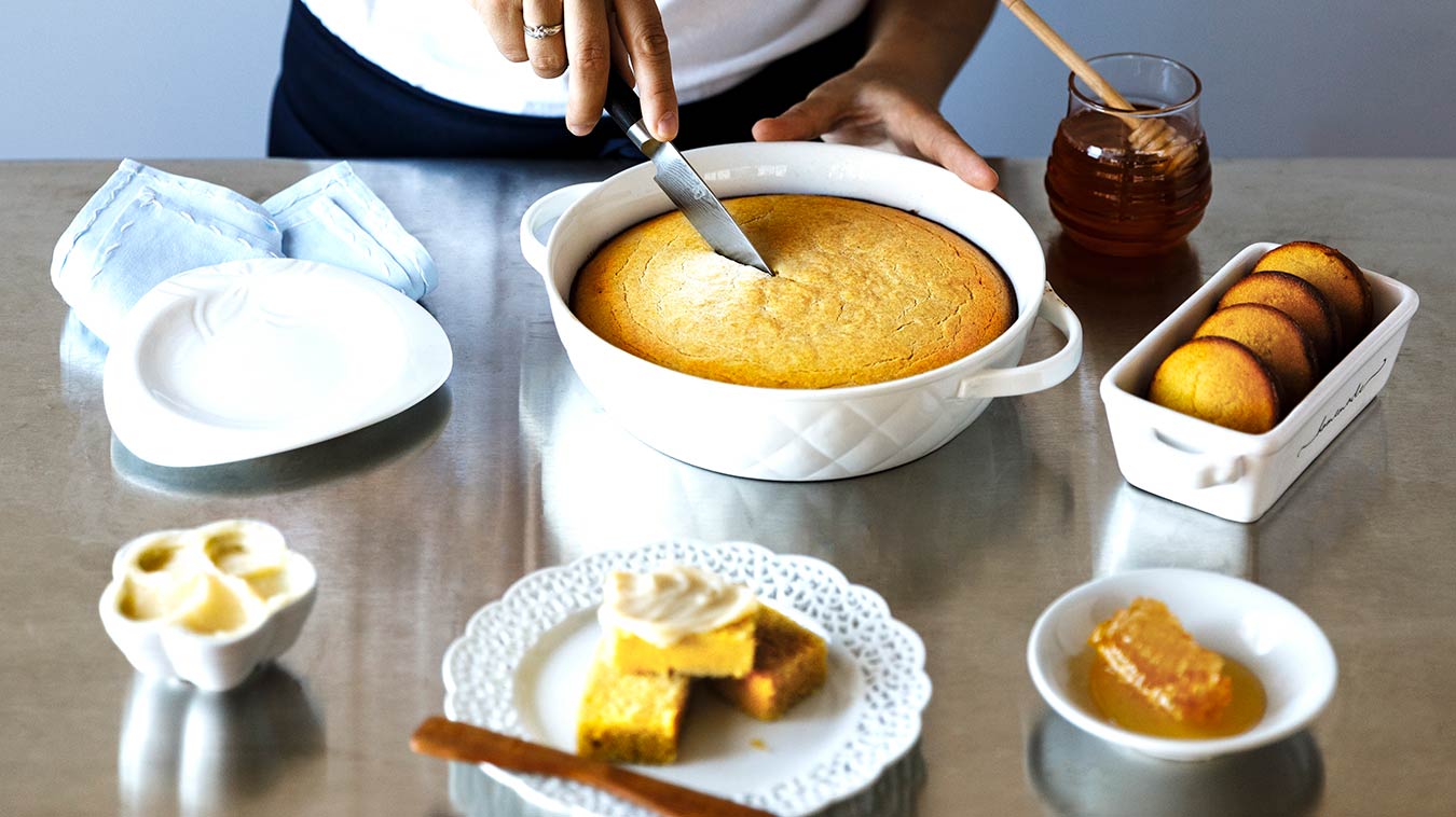 Amoretti Recipe: Gluten Free Cornbread with Sweet Corn Honey Butter