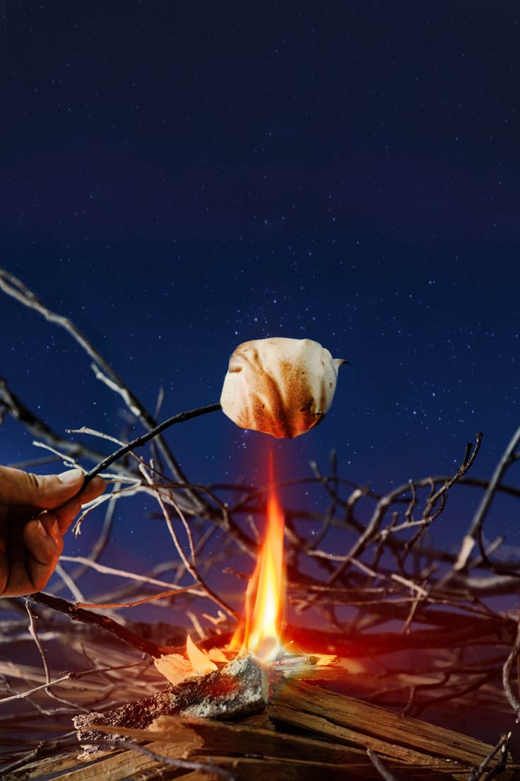 Amoretti Recipe: Inside Out S'mores over a campfire