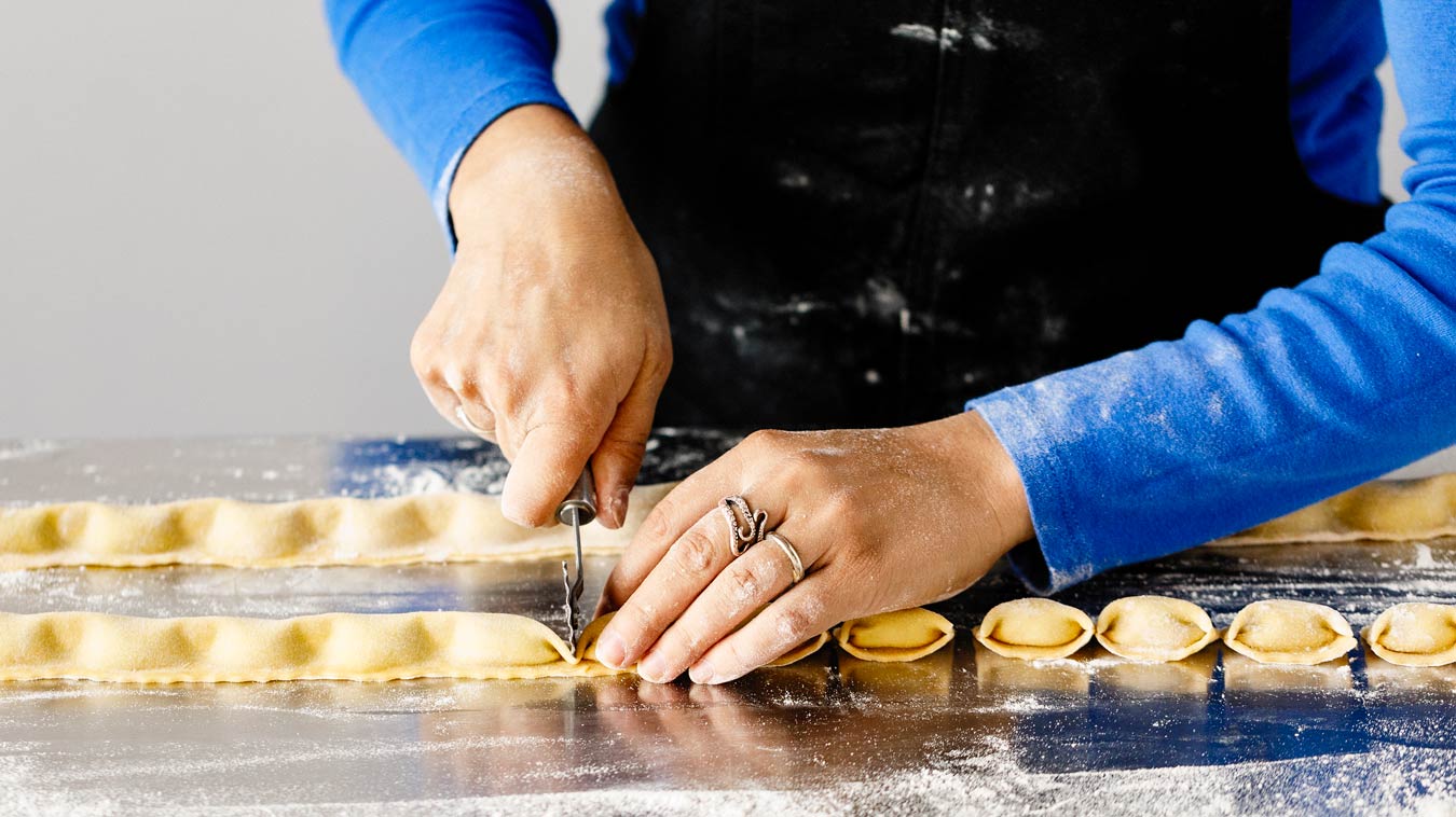 Amoretti Recipe: Agnolotti. Cut into individual angolotti.