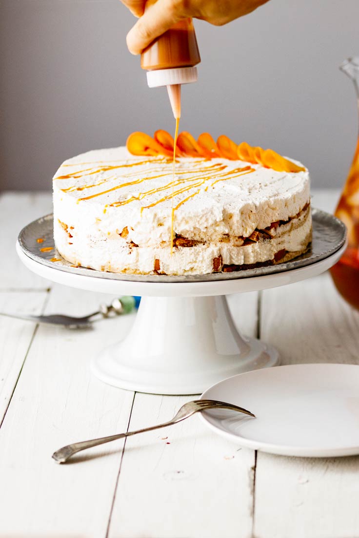 Amoretti Spiced Peach Ice Box Cake Recipe, drizzle just before serving