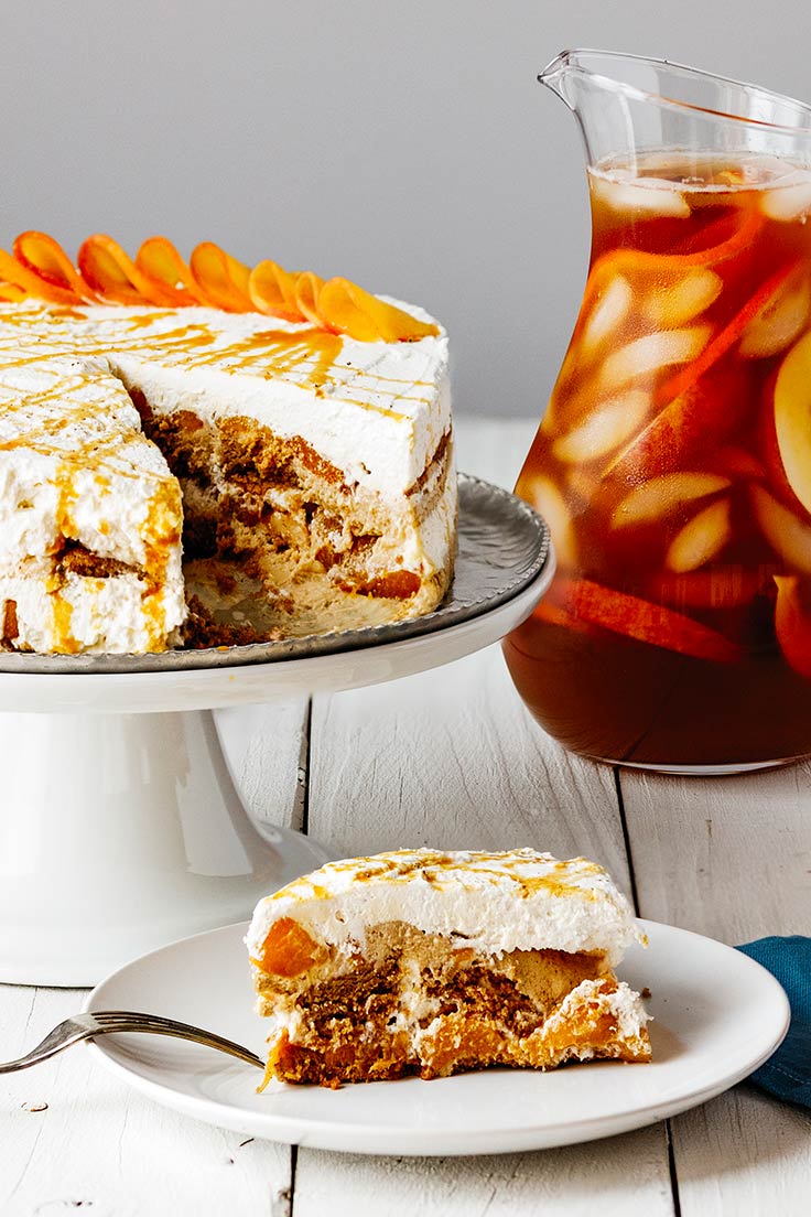 Amoretti Spiced Peach Ice Box Cake Recipe, slightly overhead