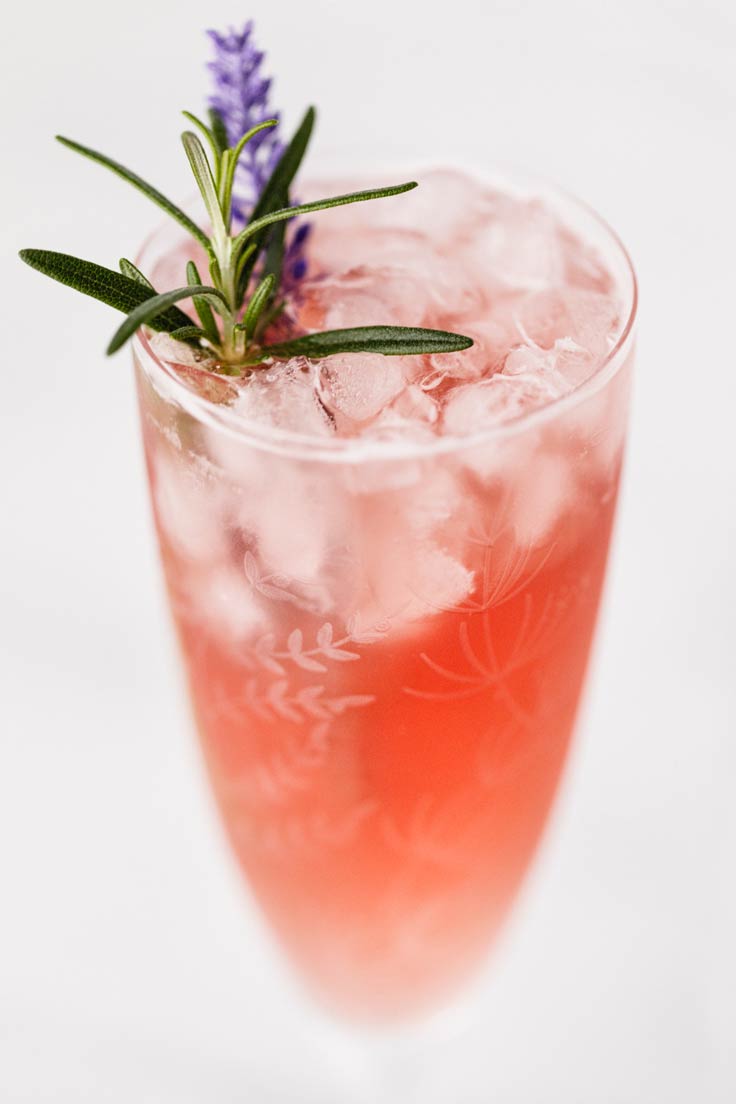 Amoretti Rosemary Kombuchtails Recipe. Rosemary Strawberry Kombucha Cocktail.