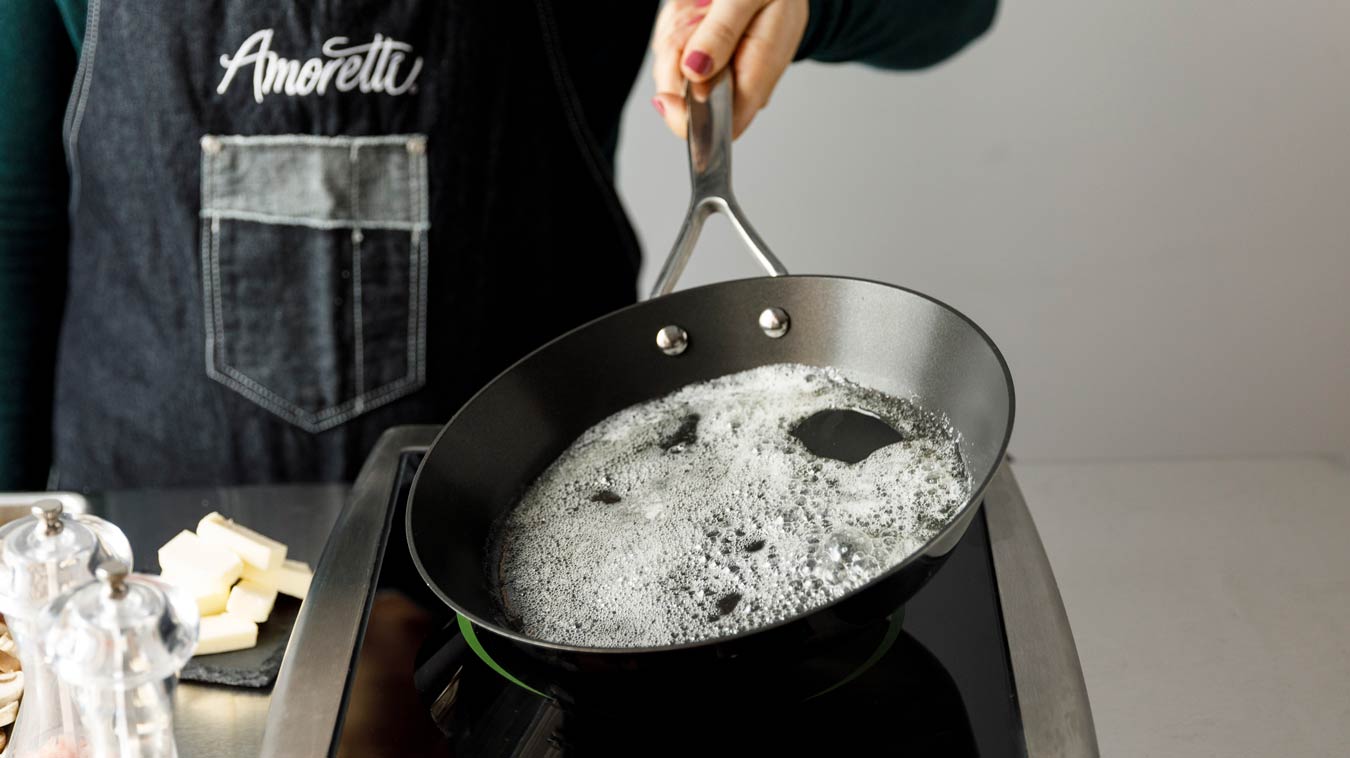 Amoretti Recipe: Barley Risotto with Mushrooms and Parmesan. Melt butter and oil.