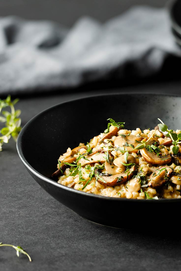 Amoretti Barley Risotto with Mushrooms and Parmesan Recipe