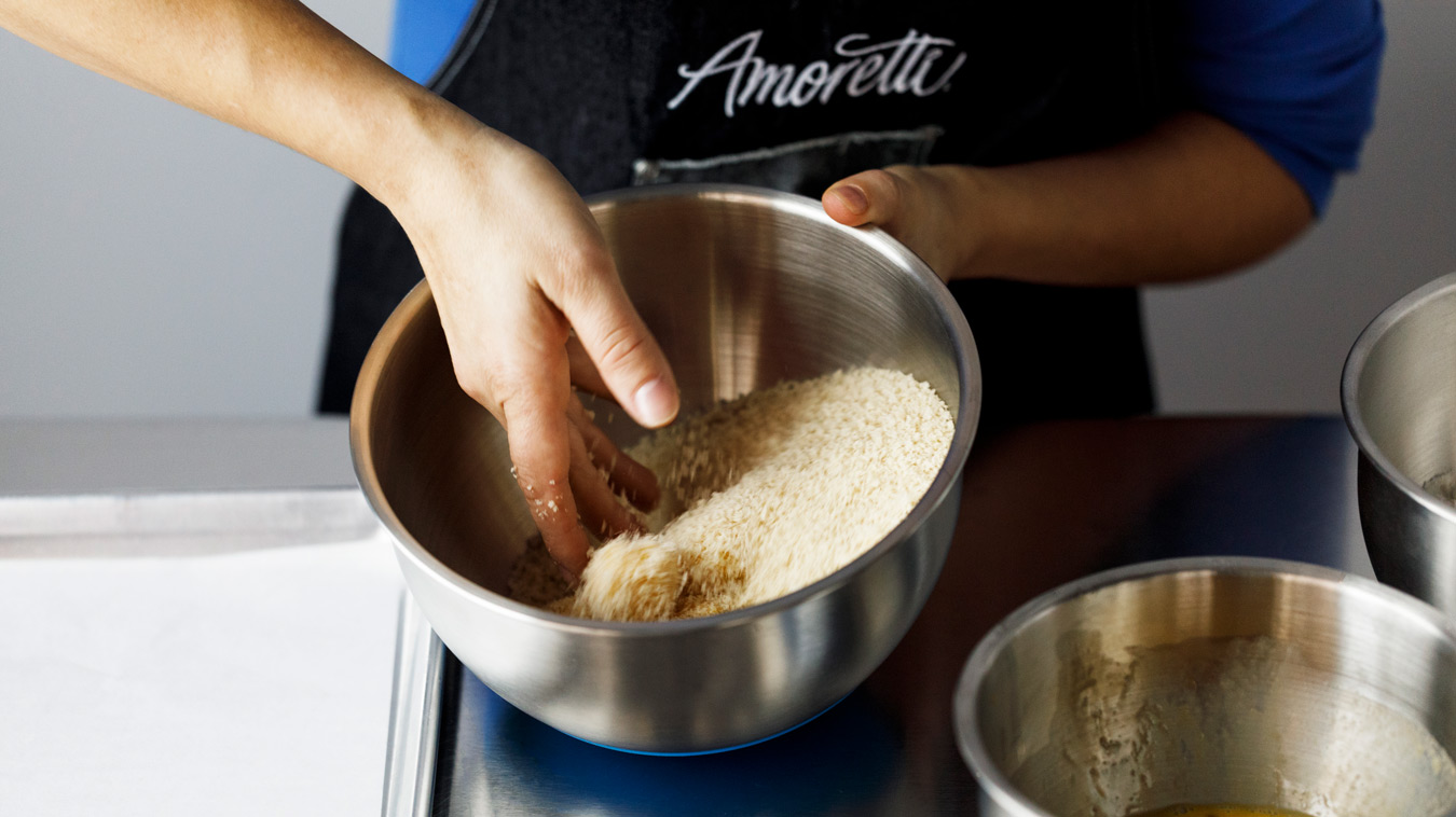 Amoretti Recipe: Horchata Arancini with Mexican Coffee Dipping Sauce. Toss in panko.