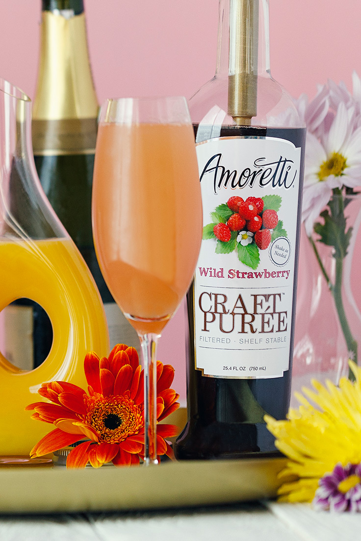 Wild Strawberry Mimosa. Amoretti Mother's Day Mimosa Bar with Craft Purées Recipe