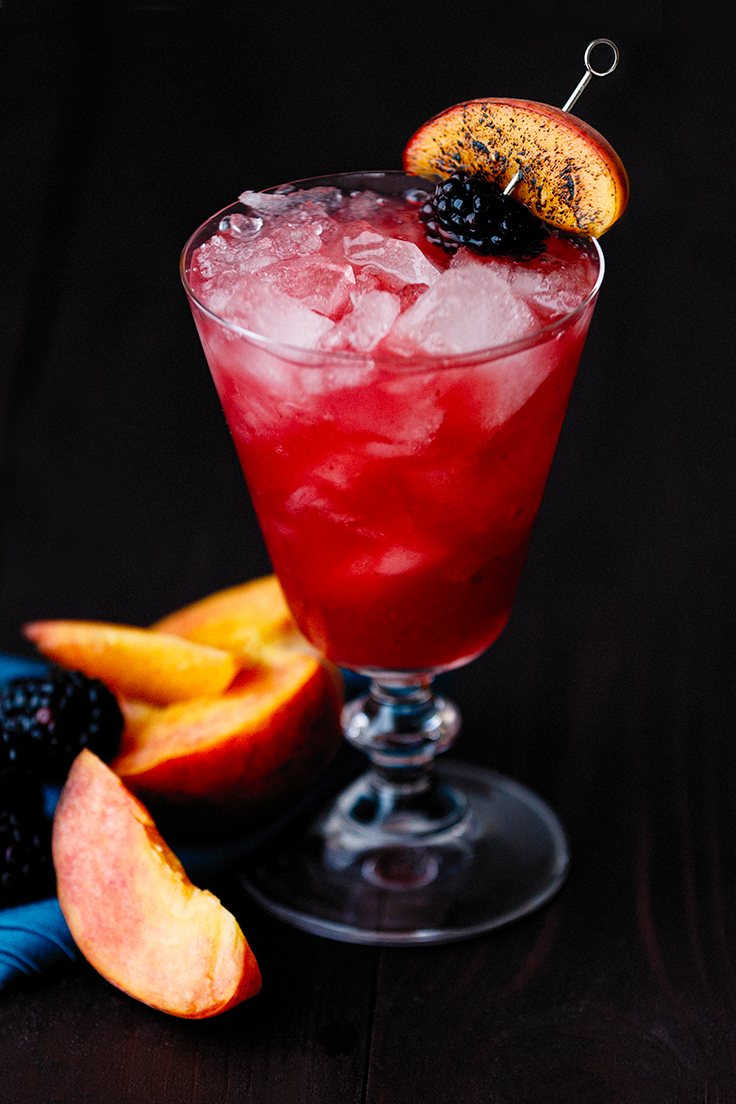 Amoretti Charred Peach & Blackberry Bramble CocktailRecipe