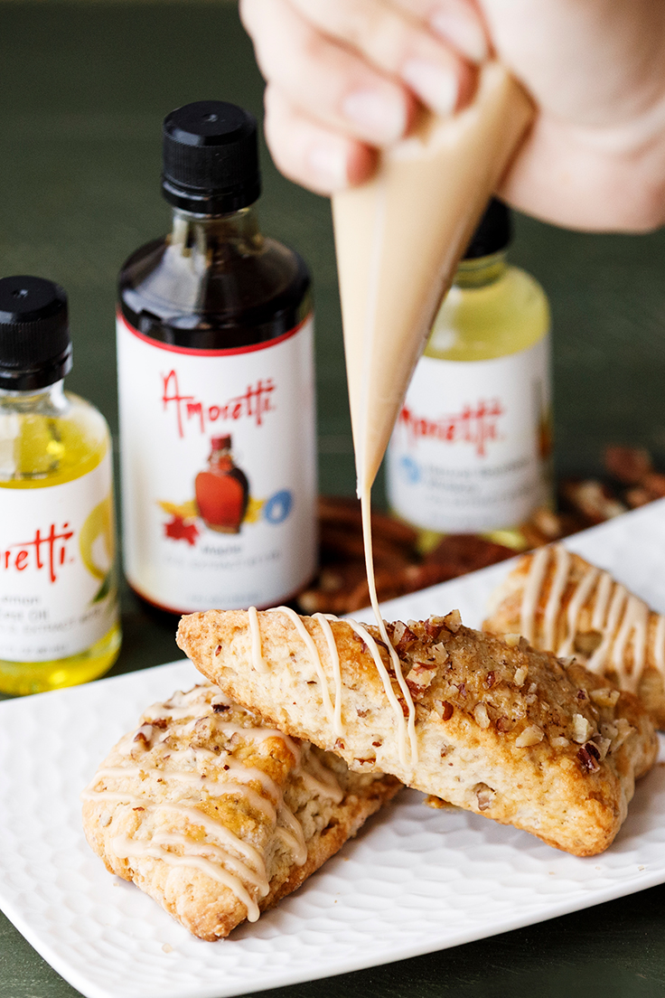 Amoretti Maple Bourbon Pecan Scones with Maple Glaze Recipe