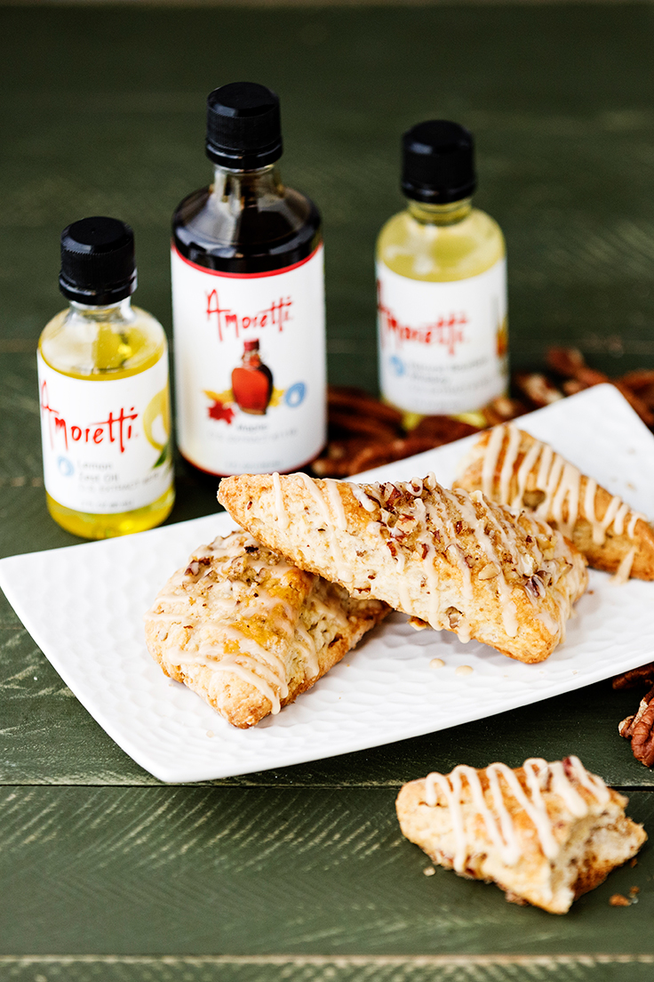 Amoretti Maple Bourbon Pecan Scones with Maple Glaze Recipe