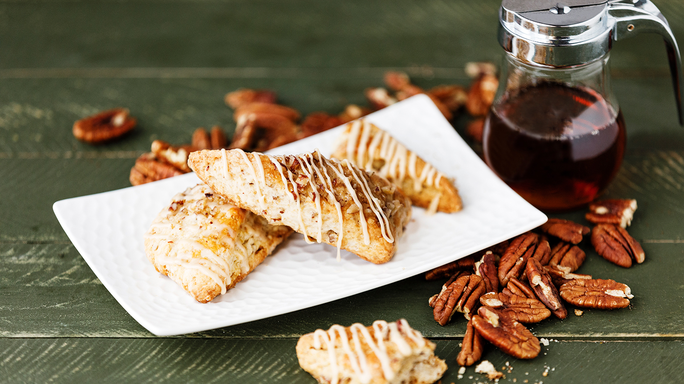 Amoretti Recipe: Maple Bourbon Pecan Scones with Maple Glaze