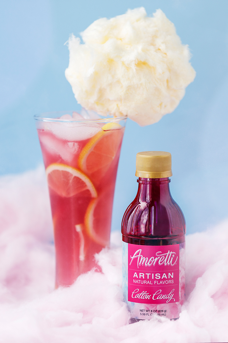 Amoretti Cotton Candy Lemonade Recipe with Cotton Candy Artisan.