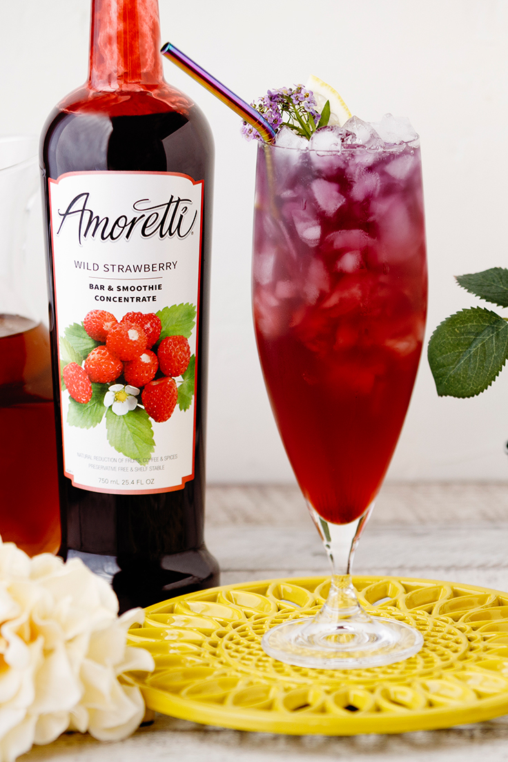 Amoretti Butterfly Iced Tea Recipe with Wild Strawberry Bar & Smoothie Concentrate