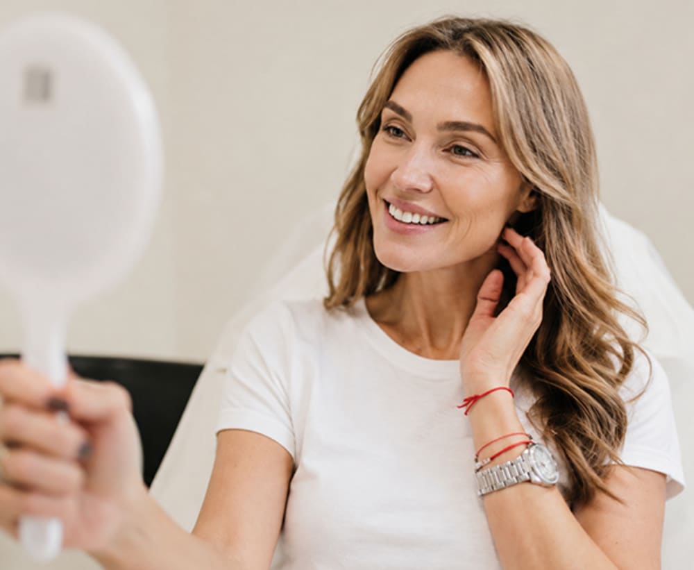 Happy patient hair and skin treatment