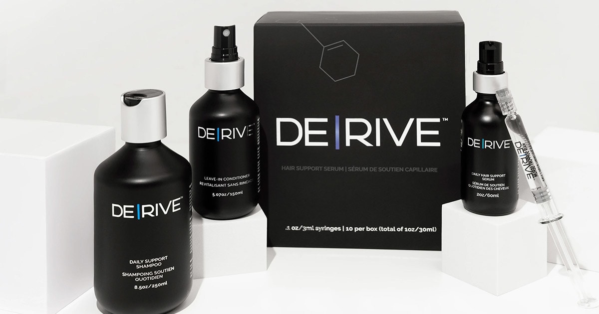 DE|RIVE® Hair Wellness System plant-derived scalp and hair care products