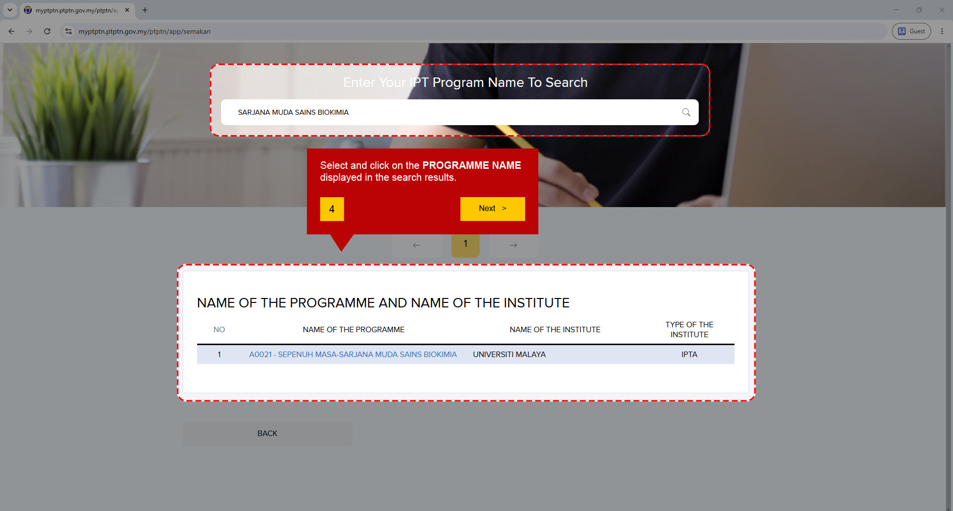 PTPTN Tutorial Step 4
