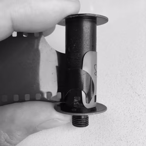 Loading film onto FED-2 take-up spool.