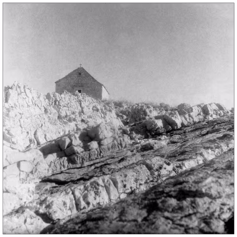 View on St. John’s church from the nearby rocks. Yashica Mat 124G with Kosmo Foto Mono.