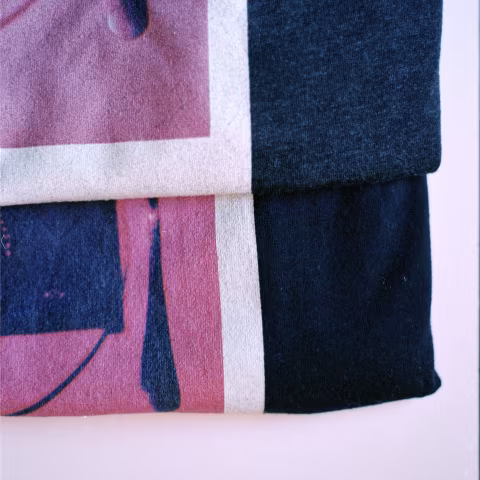 Comparing T-Shirt materials. Top: Cotton Bureau tri-blend. Bottom: 100% cotton test.