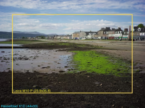 There may be slight vignetting on medium format sensors until the lens is stopped down. This is the outline of the fram…