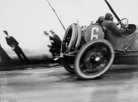 Le Grand Prix A.C.F. by Jacques-Henri Lartigue. Source: Wikimedia Commons. Restored by me.
