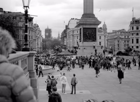 COVID skeptics protesting on 30 August 2020 in Trafalgar Sq., London.
Taken with Fujifilm GA645Zi on Shanghai GP3 120 film, 100 ISO. Developed for 1 hour in Rodinal 1 + 100 solution, at 20 degrees Celsius.