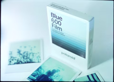 Polaroid Reclaimed Blue 600 film pack.