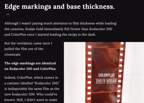 Kodak Kodacolor 200 is Kodak ColorPlus.
The differences between those films that some reviews may show could have resu…