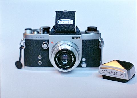 Industar-50 on Miranda Sensomat film SLR with an M44 to M39 lens adapter (with a waist-level viewfinder attachment).