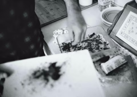 My father makeing dessert.