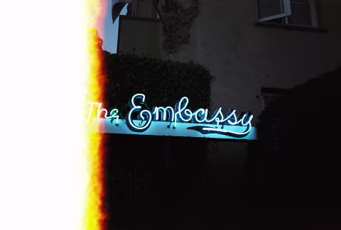 Old Sign in Santa Monica, California. Taken with a Yashica T5 and CineStill 800T film.