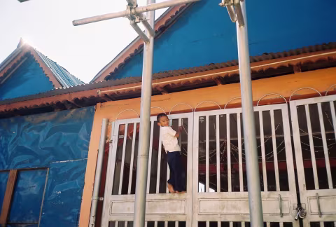 Mischievous children, taken in Ulleri village, Olympus MjuII, Kodak Colour Plus 200.