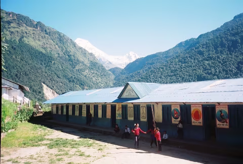 Children who hike for 2hrs to attend school, Taken in Ulleri village, Olympus MjuII, Kodak Colour Plus 200.