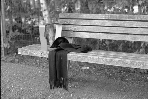 Walking around the Southbank one day, I was switched on to looking for interesting compositions, and it is this mindfulness that allows you to pick up on the things that you may miss just walking around. This scarf lying on the end of a bench, forgotten, cast aside, evoked a sense of loneliness, solitude and longing. Shot on Kodak Panatomic-X film and developed in HC-110 / © Michael Elliott