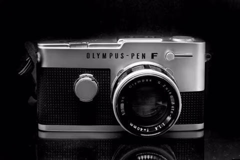 The PEN FV and the Zuiko 40 mm f/1.4 lens.